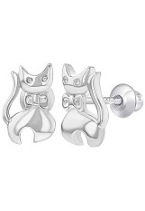lovely teeny-tiny little cat children screw back earrings